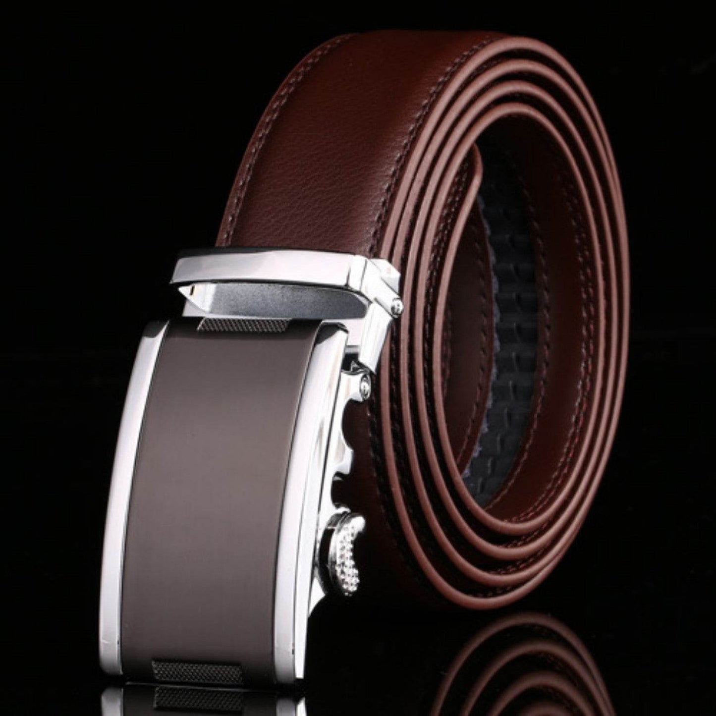 Men's Automatic Buckle Cowhide Belt - Durable Leather, Easy Fastening - Buy Center