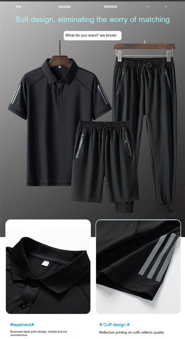 Men's Summer Ice Silk Casual Suit - Comfortable and Breathable Loungewear - Buy Center