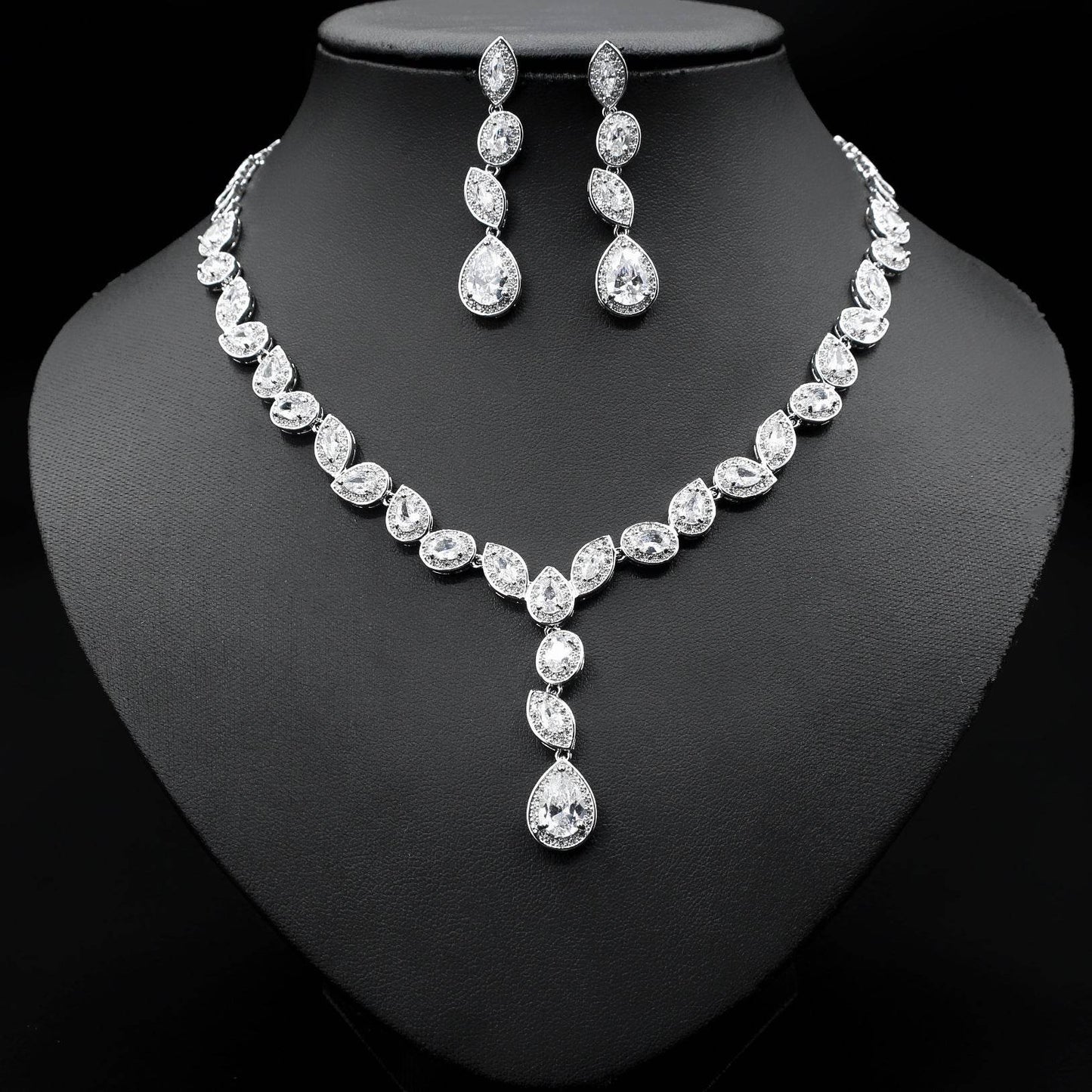 Colorful Zircon Wedding Jewelry Set - Elegant Necklace & Earrings 2025 - Buy Center