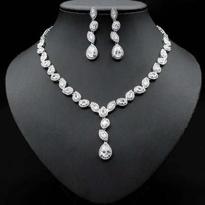 Colorful Zircon Wedding Jewelry Set - Elegant Necklace & Earrings 2025 - Buy Center