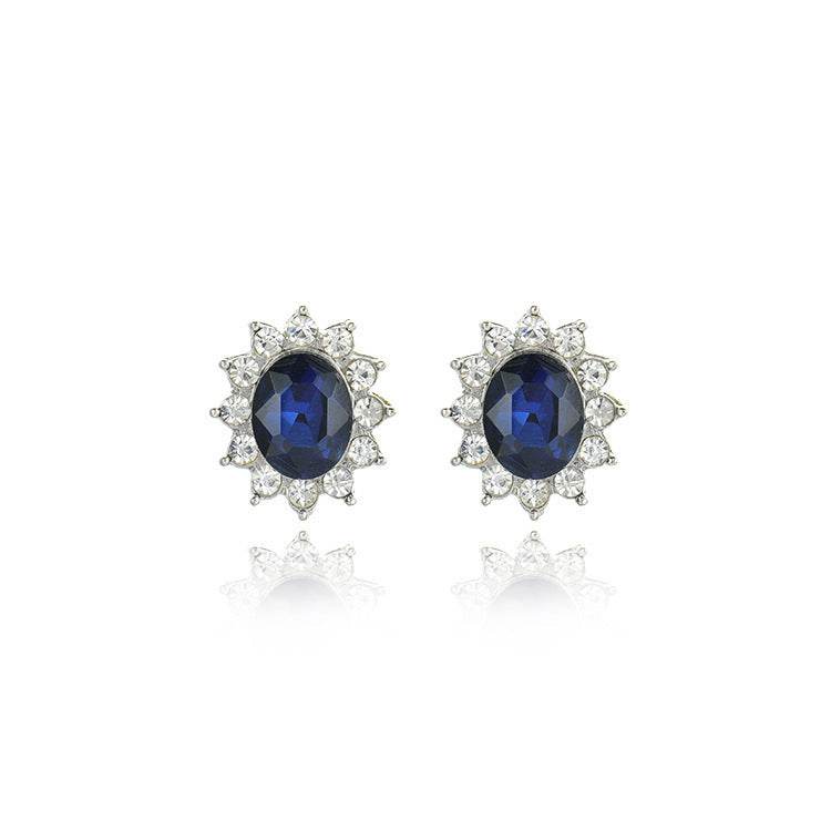Buy Center Sapphire Necklace & Sunflower Zircon Earrings Jewelry Set - Buy Center